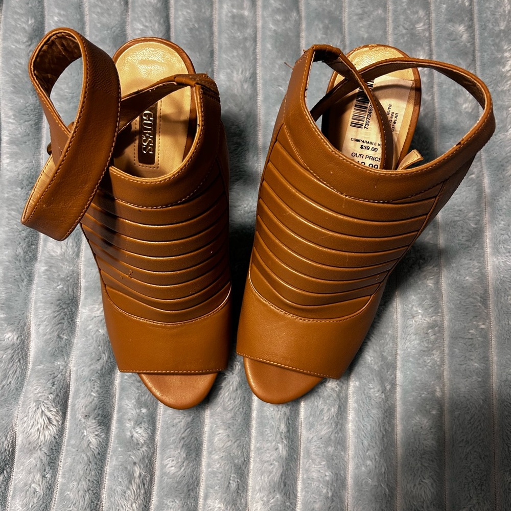 Guess Women's Brown Peep-Toe Heels